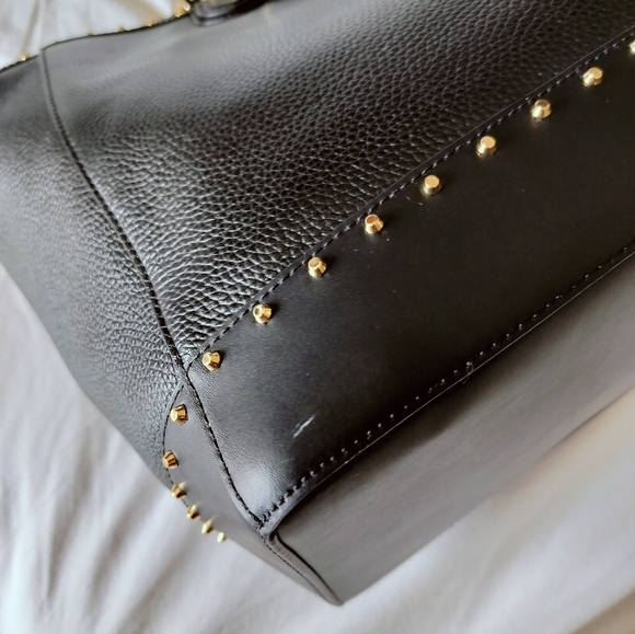 Michael Kors Devon Extra-Large Studded Pebbled Leather Tote Bag Black Purse $558 - Picture 15 of 16